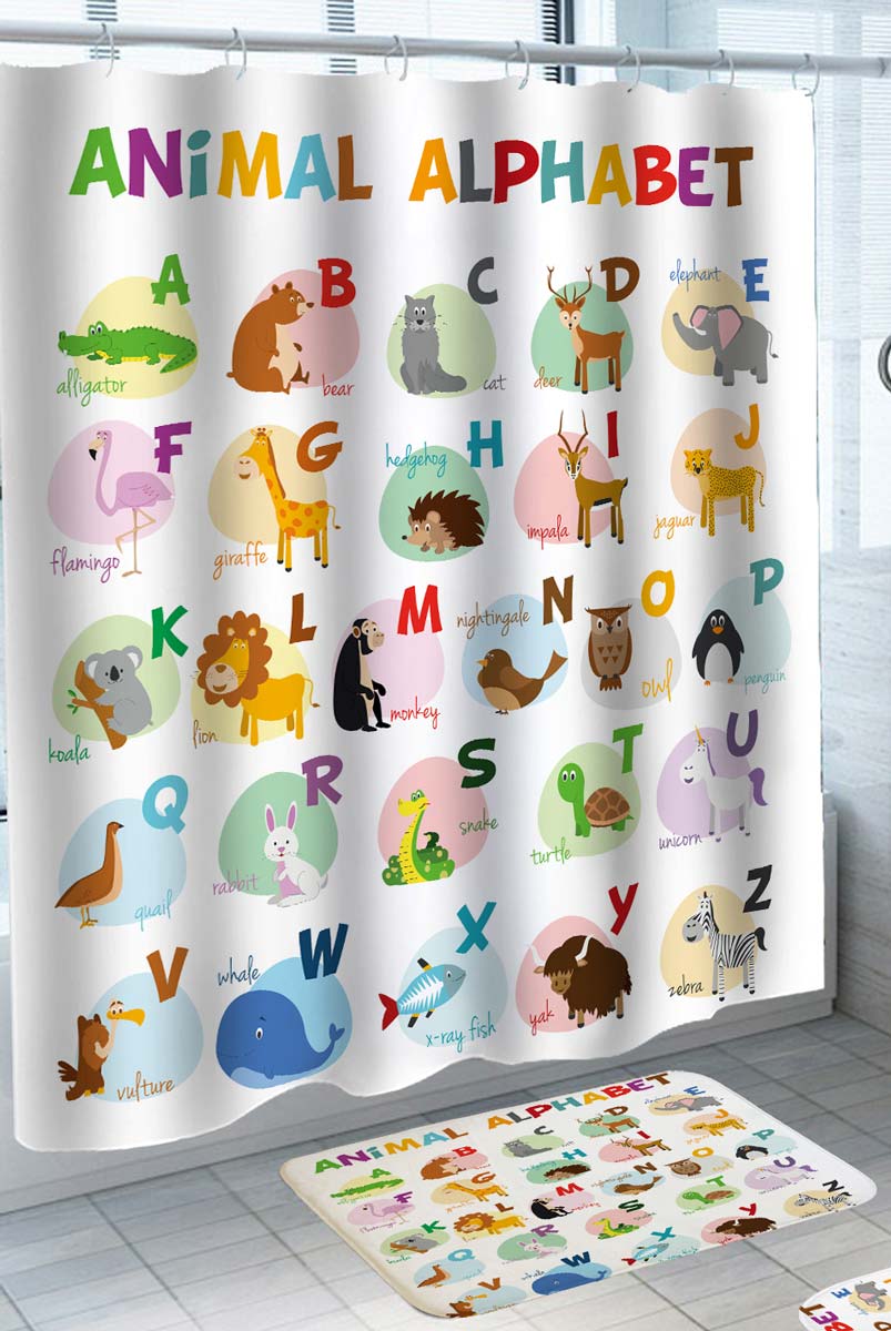 ABC Animals for Children Shower Curtain