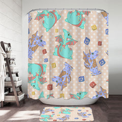 ABC Boys Dragon Pattern Shower Curtain