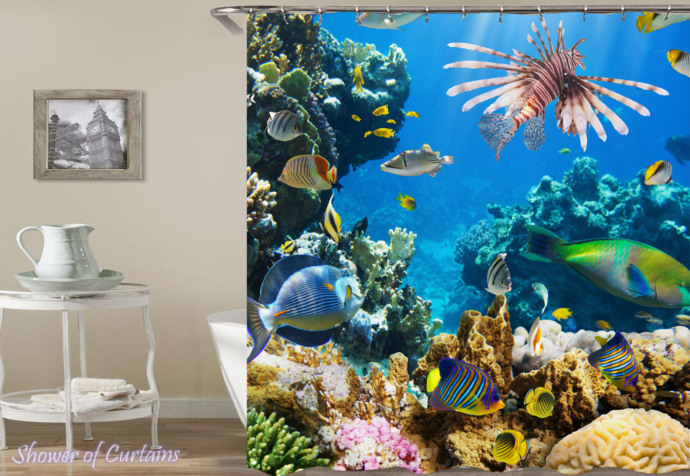 A Stunning Coral Reef Shower Curtain