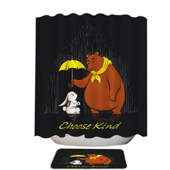 Adorable Bear and Bunny Choose Kind Shower Curtain