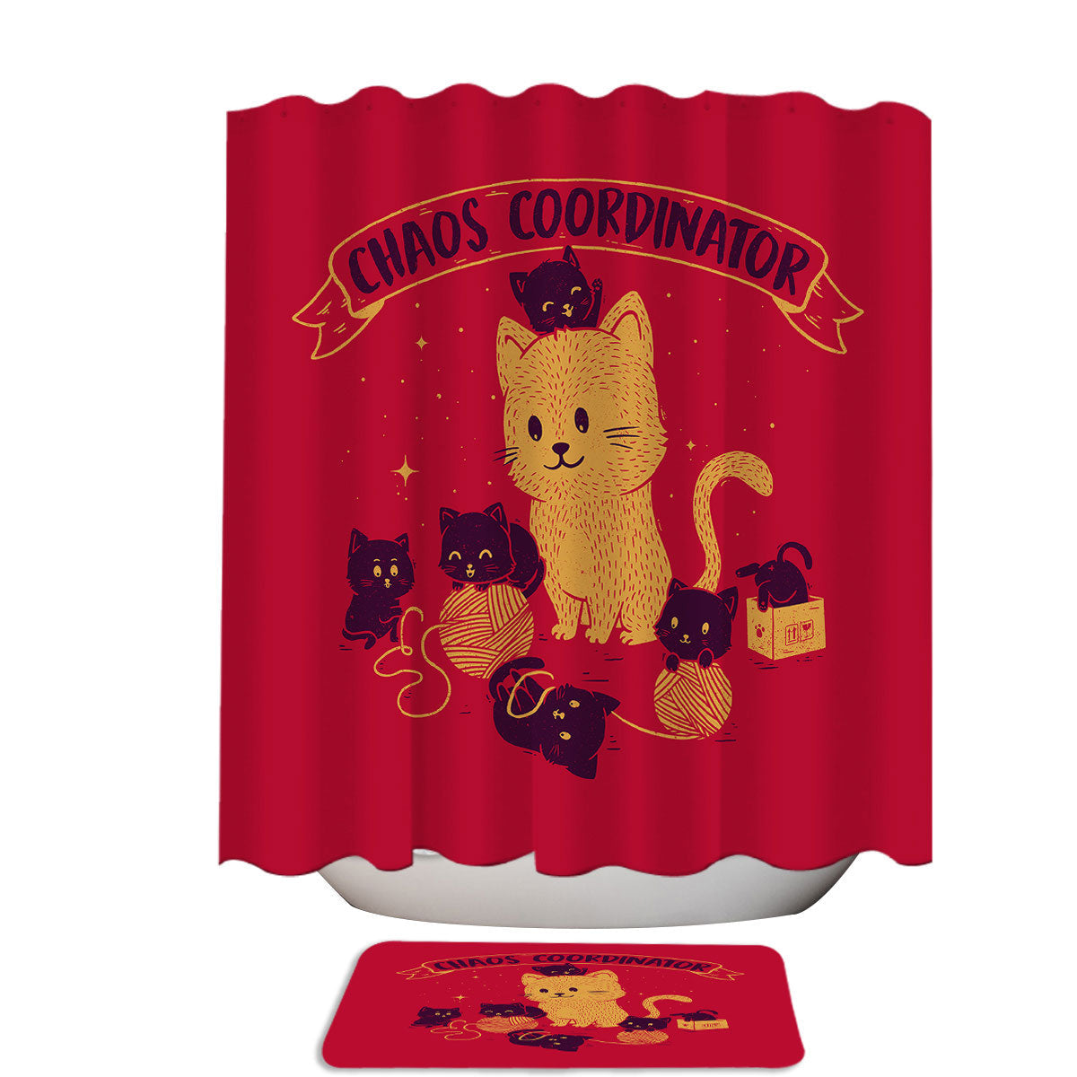 Adorable Cat Family Chaos Coordinator Shower Curtain