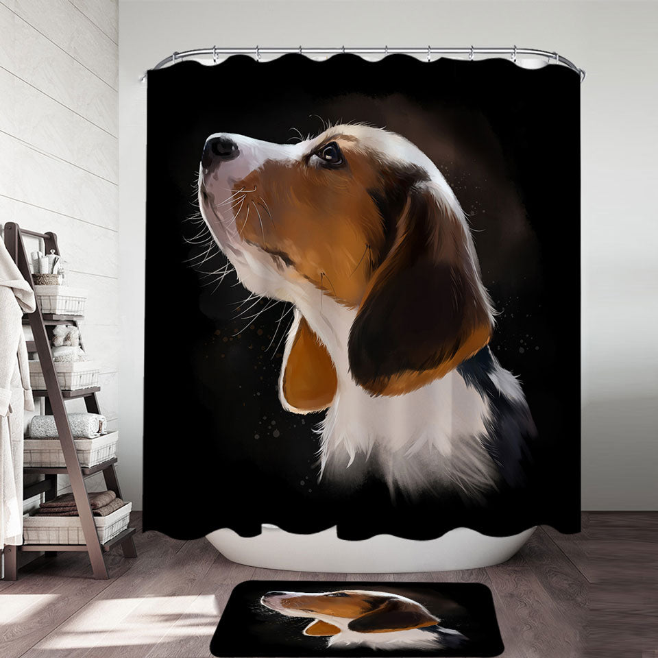 Adorable Dog Portrait Shower Curtain