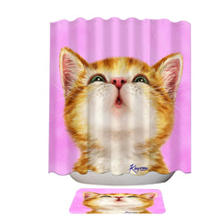 Adorable Ginger Kitty Cat Shower Curtain