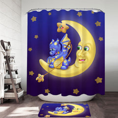 Adorable Baby Dragon on the Moon Shower Curtain