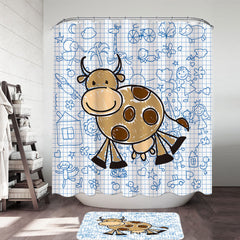 Adorable Kids Drawing of a Cow Shower Curtain