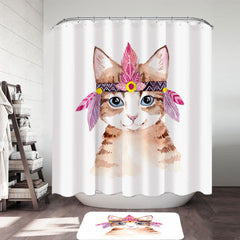 Art Painting Adorable Native American Kitten Shower Curtain