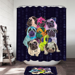 Adorable Pugs Shower Curtain