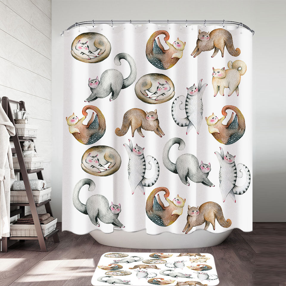 Adorable Poses Cute Cats Shower Curtain
