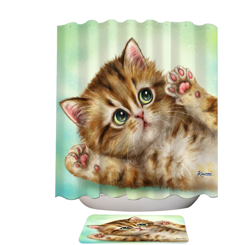 Adorable Kittens Art Relaxing Kitty Cat Shower Curtain