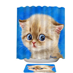 Adorable Shy Kitty Cat for Children Shower Curtain