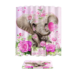 Adorable Valentines Day Elephant Kisses Shower Curtain