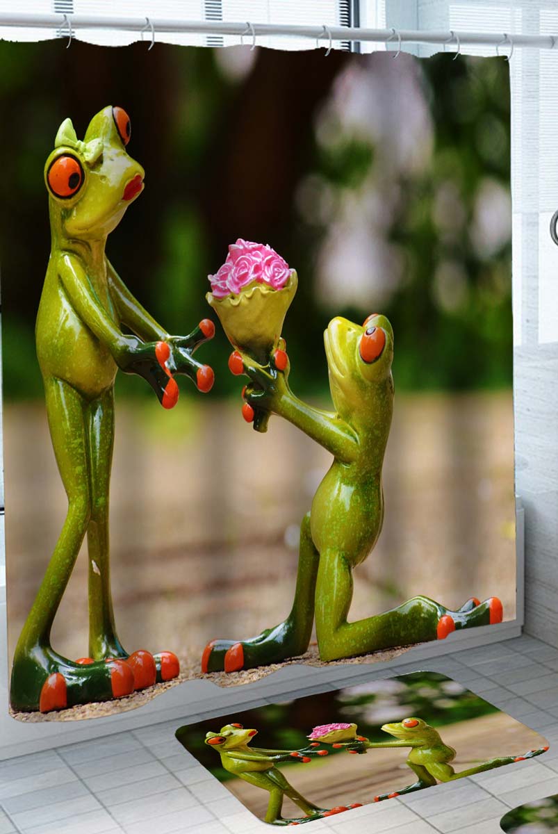 Adorable and Romantic Frog Couple Shower Curtain
