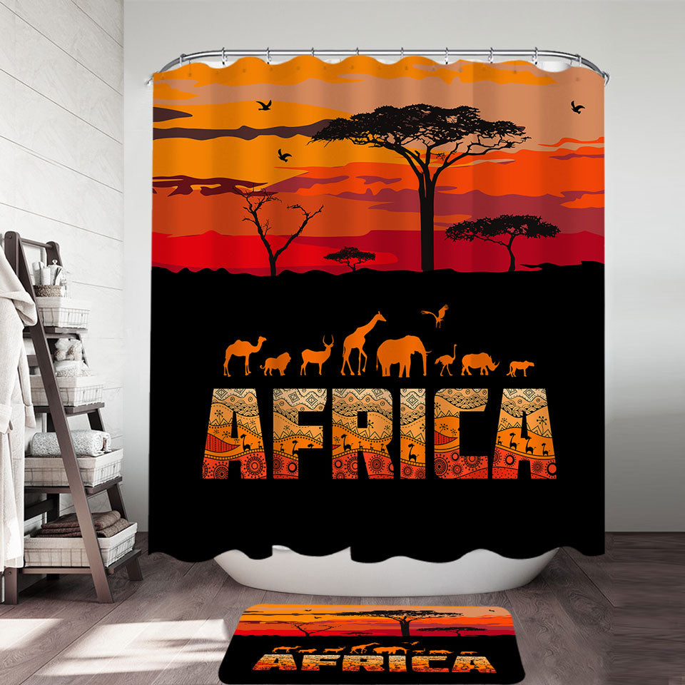 Africa Horizon and Animals Shower Curtain