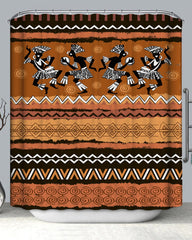African Design with Four Dancing Men Shower Curtain