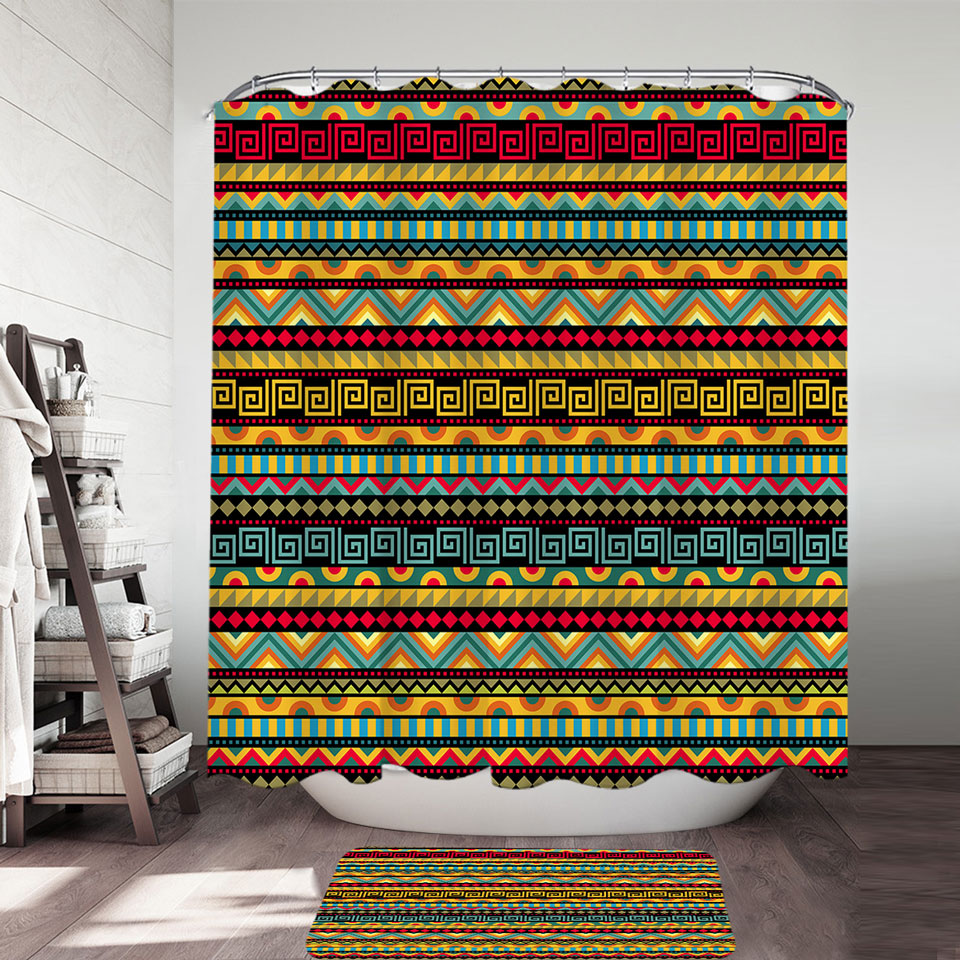 African Vibes Striped Pattern Shower Curtain