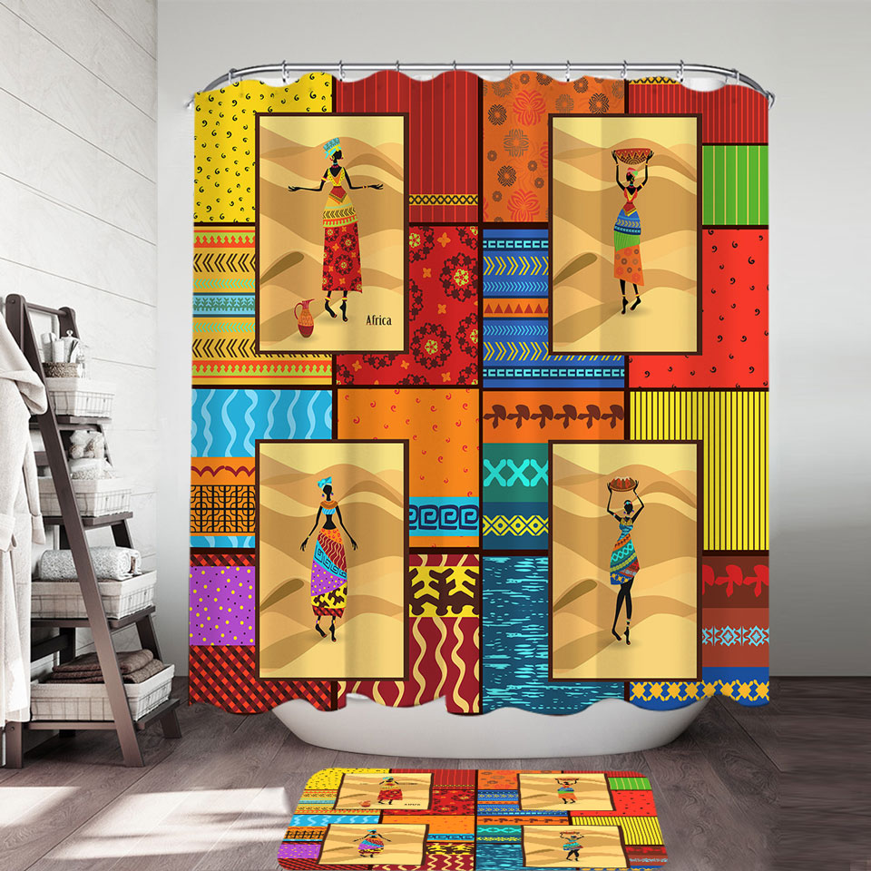 African Prints and Women Shower Curtain