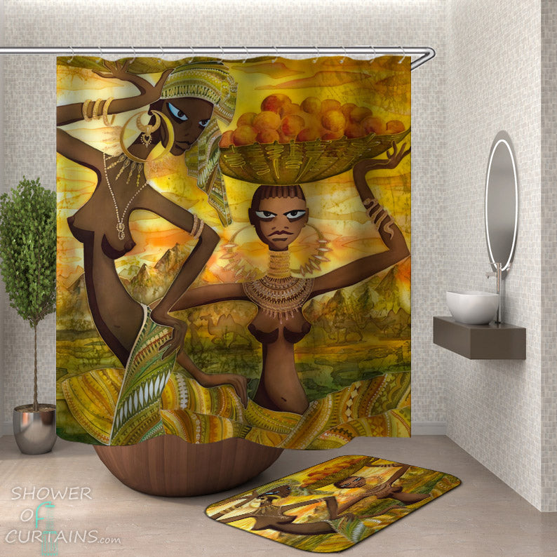 African Tribal Ladies Shower Curtain