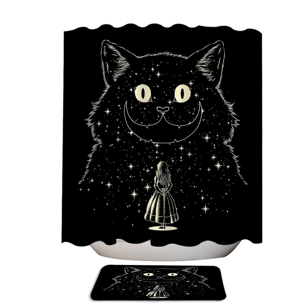 Alice Star Night Cat Shower Curtain