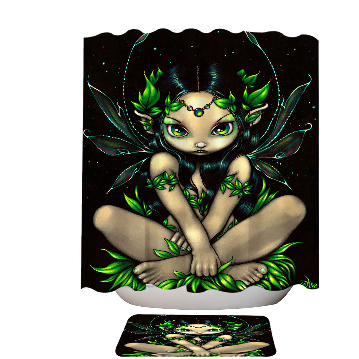 Allura Tropical Green Fairy Shower Curtain
