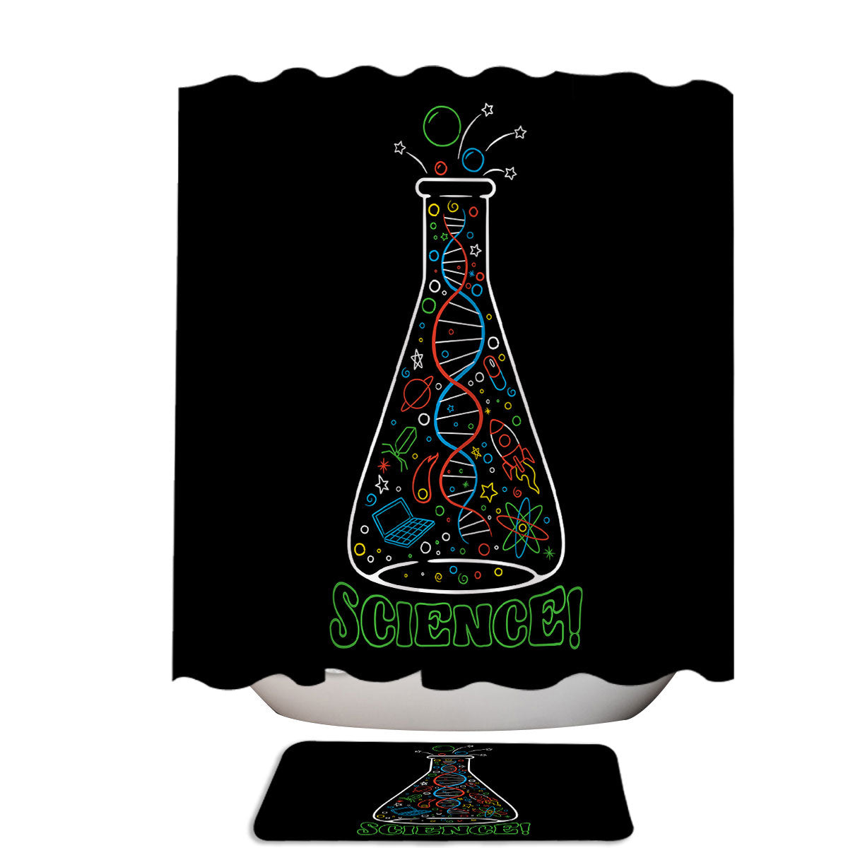 Always Science Multi Colored Shower Curtain
