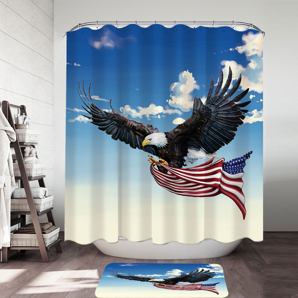 American Eagle Holding a USA Flag Shower Curtain