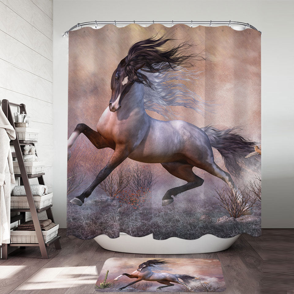 American Wild Spooked Horse Shower Curtain