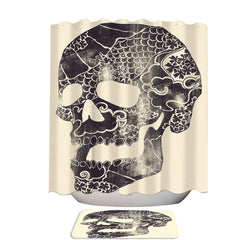 Ancestors Floral Pattern Skull Shower Curtain