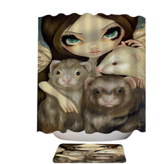 Angel with Ferrets Shower Curtain