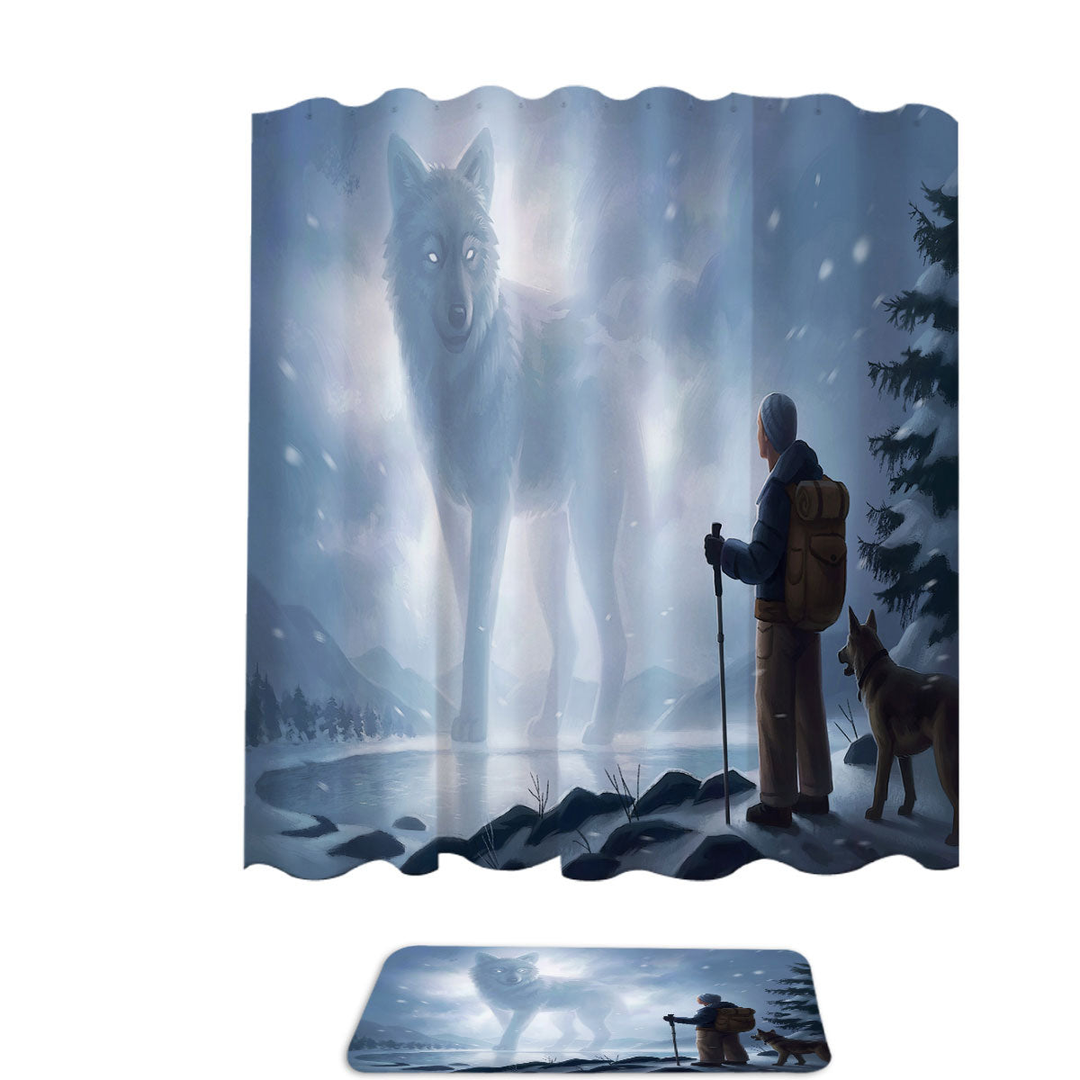 Animal Art The Visit Winter Wolf Soul Shower Curtain