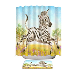 Animal Design for Kids Happy Little Zebra Shower Curtain
