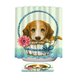 Animal Dogs Art Cute Dachshund in Basket Shower Curtain