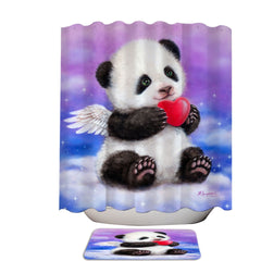 Animal Drawing Cute Panda Heart Angel Shower Curtain