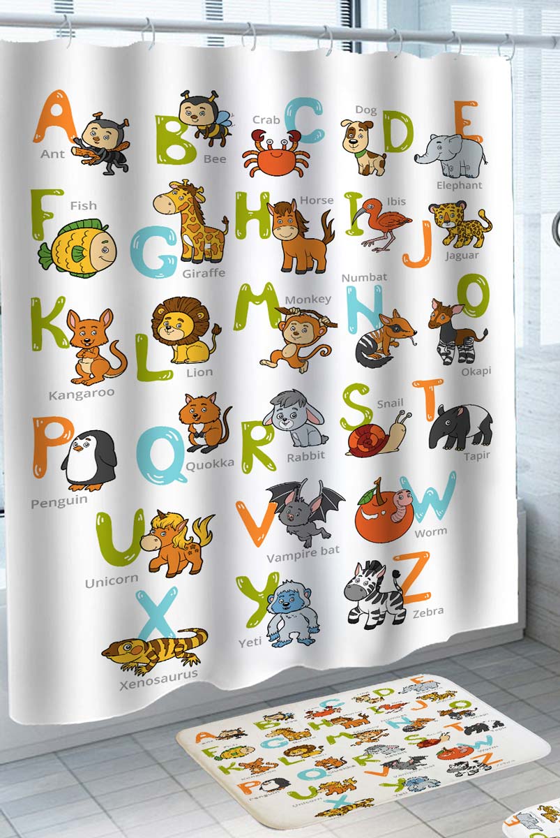 Animal Alphabet Children Design Shower Curtain