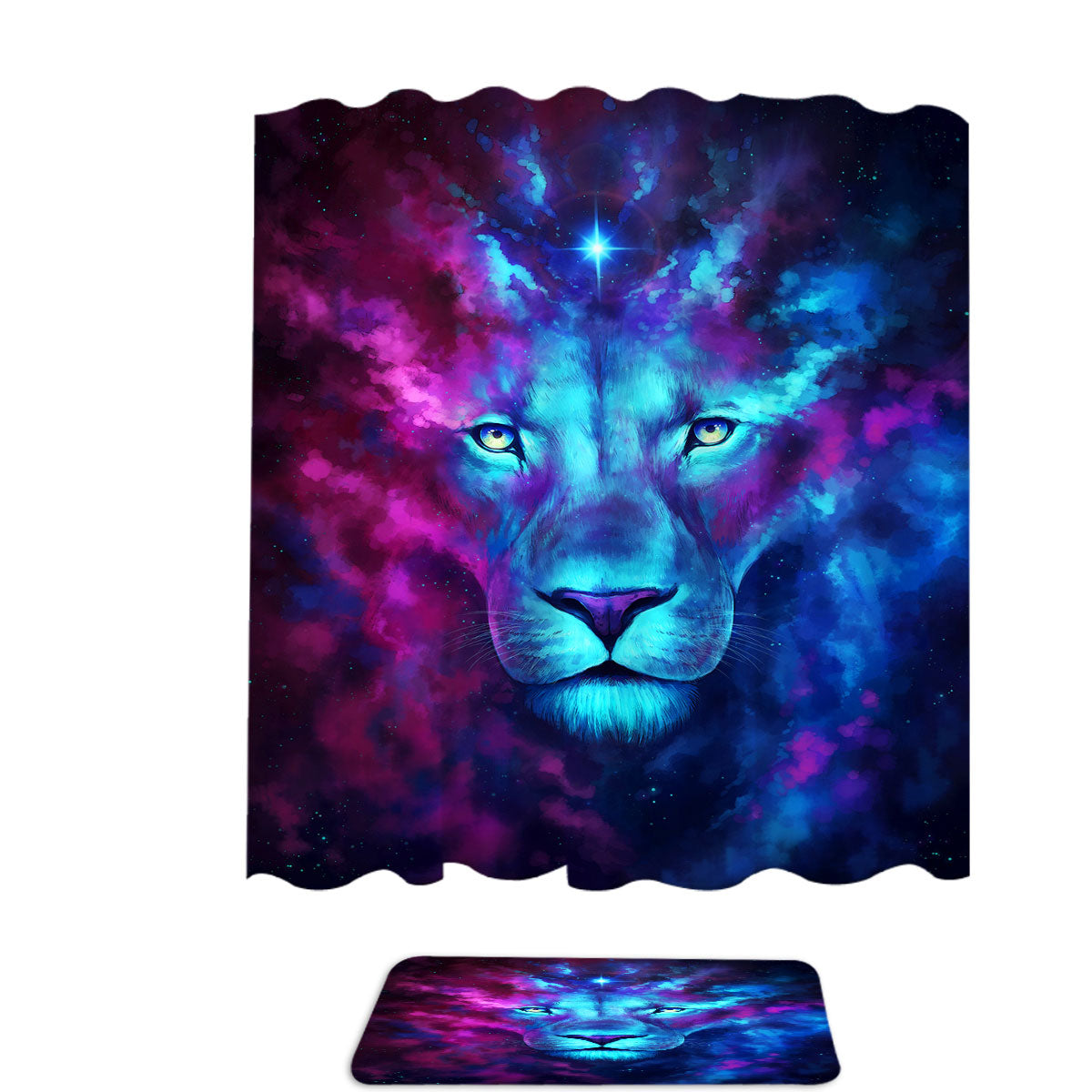 Animal Fantasy Art Firstborn Space Lion Shower Curtain