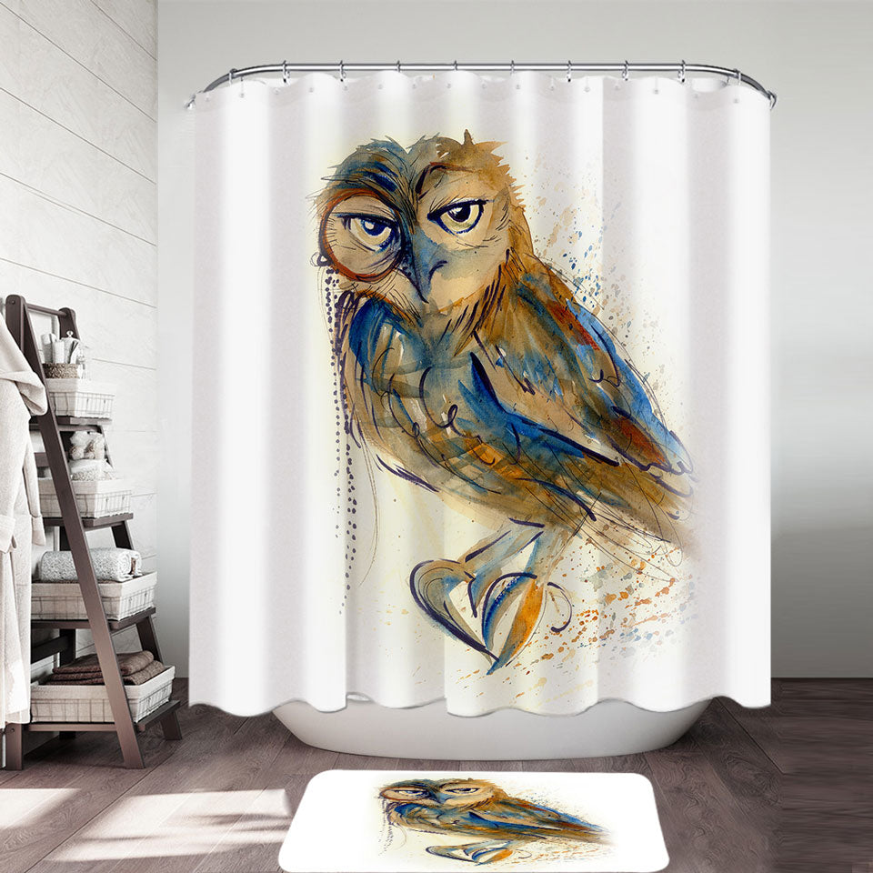 Art Drawing Sophisticated Owl Shower Curtain