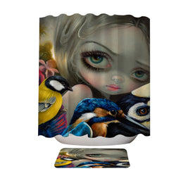 Art Painted Birdsong Beautiful Maiden and Birds Shower Curtain