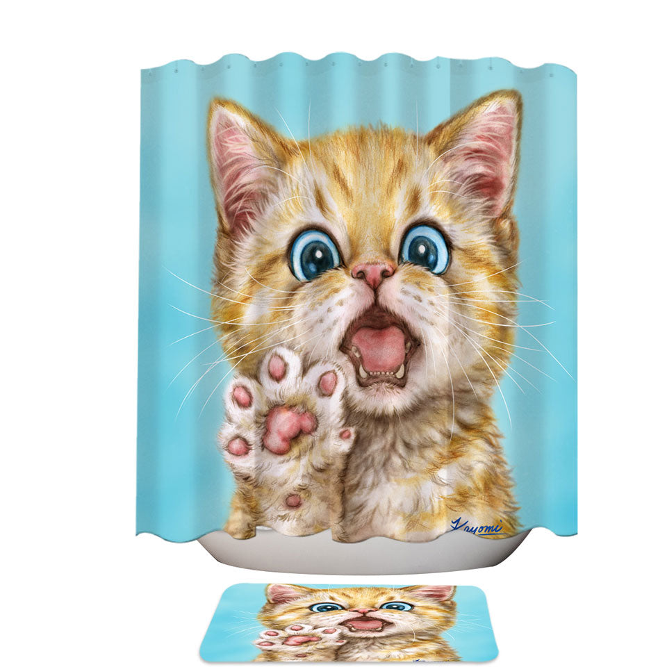 Art Drawing Cats Beautiful Ginger Kitten Shower Curtain