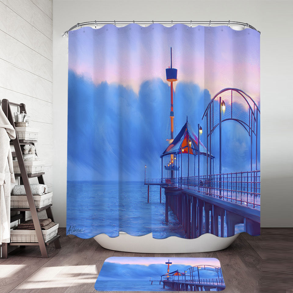 Art Painting Brighton Beach Sunset Shower Curtain