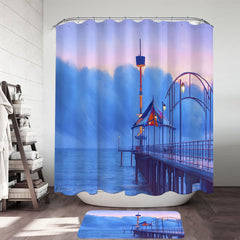 Art Painting Brighton Beach Sunset Shower Curtain