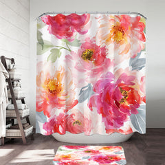 Art Painting Peach Red Flowers Shower Curtain
