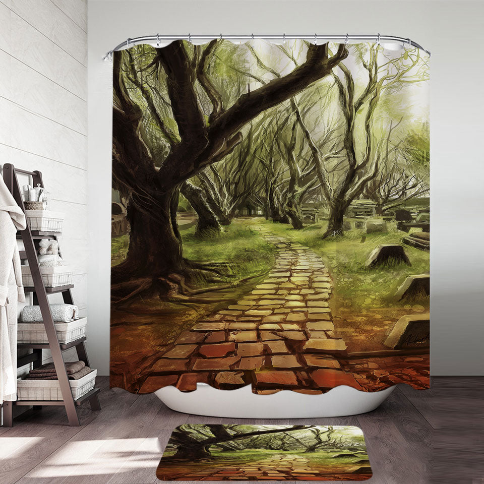Art Painting Forest Scary Path Shower Curtain