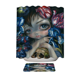 Art Painting Girl with Flower Blossom and Skull Shower Curtain