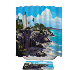 Art Painting Lighthouse Ocean Coastal Splendor Shower Curtain