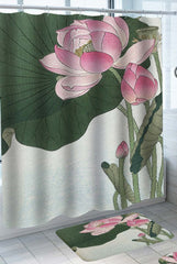 Art Painting Pink Lotus Flowers Shower Curtain