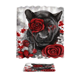 Art Painting Ruby Rose Panther and Hummingbird Shower Curtain