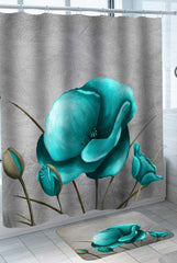 Art Painting Turquoise Flowers Shower Curtain