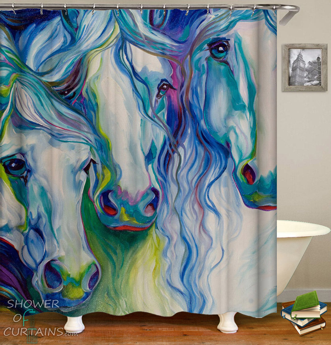 Art Painting Horses Shower Curtain