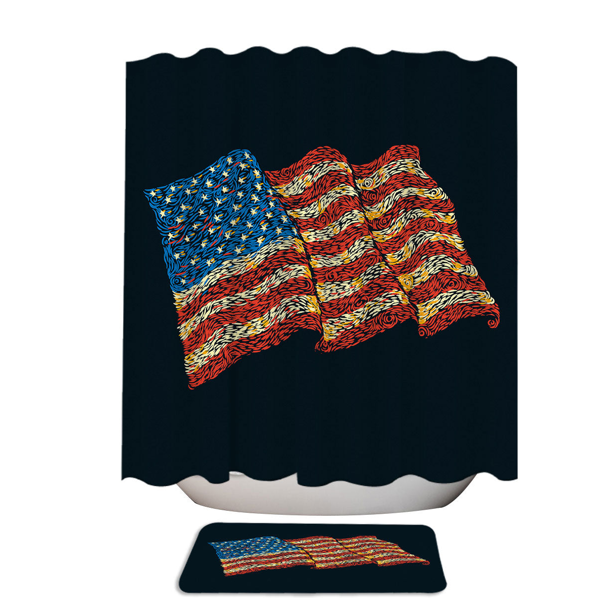 Artistic American Flag Freedom Impressionist Shower Curtain