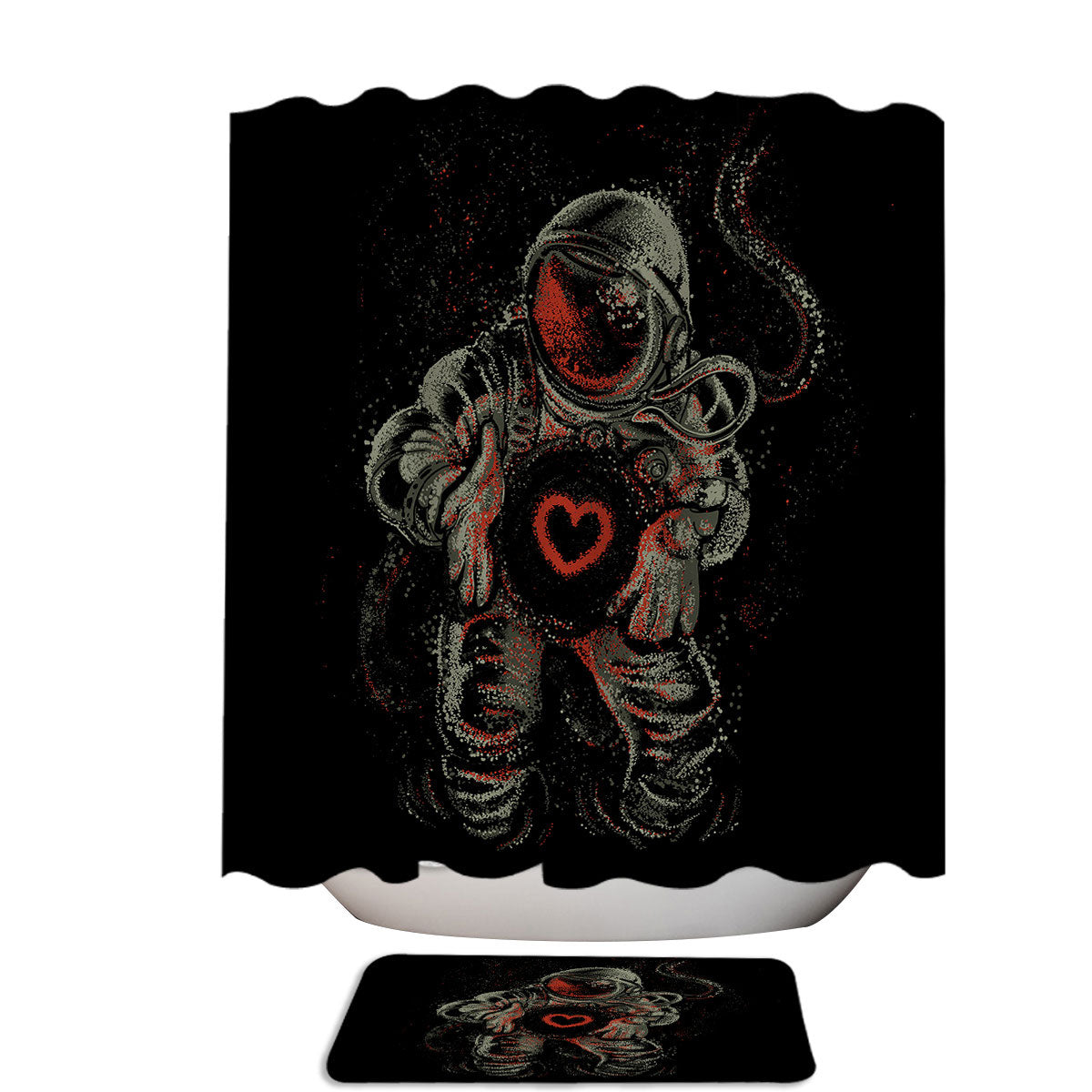 Artistic Astronaut Love Valentine's Day Shower Curtain