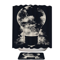 Artistic Black Light Bulb Forest Shower Curtain